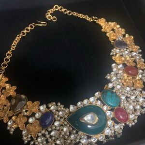 Elegant Gold and Multicolor Gemstone Necklace